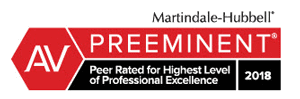 AV Preeminent - Peer Rated for Highest Level of Professional Excellence 2018 